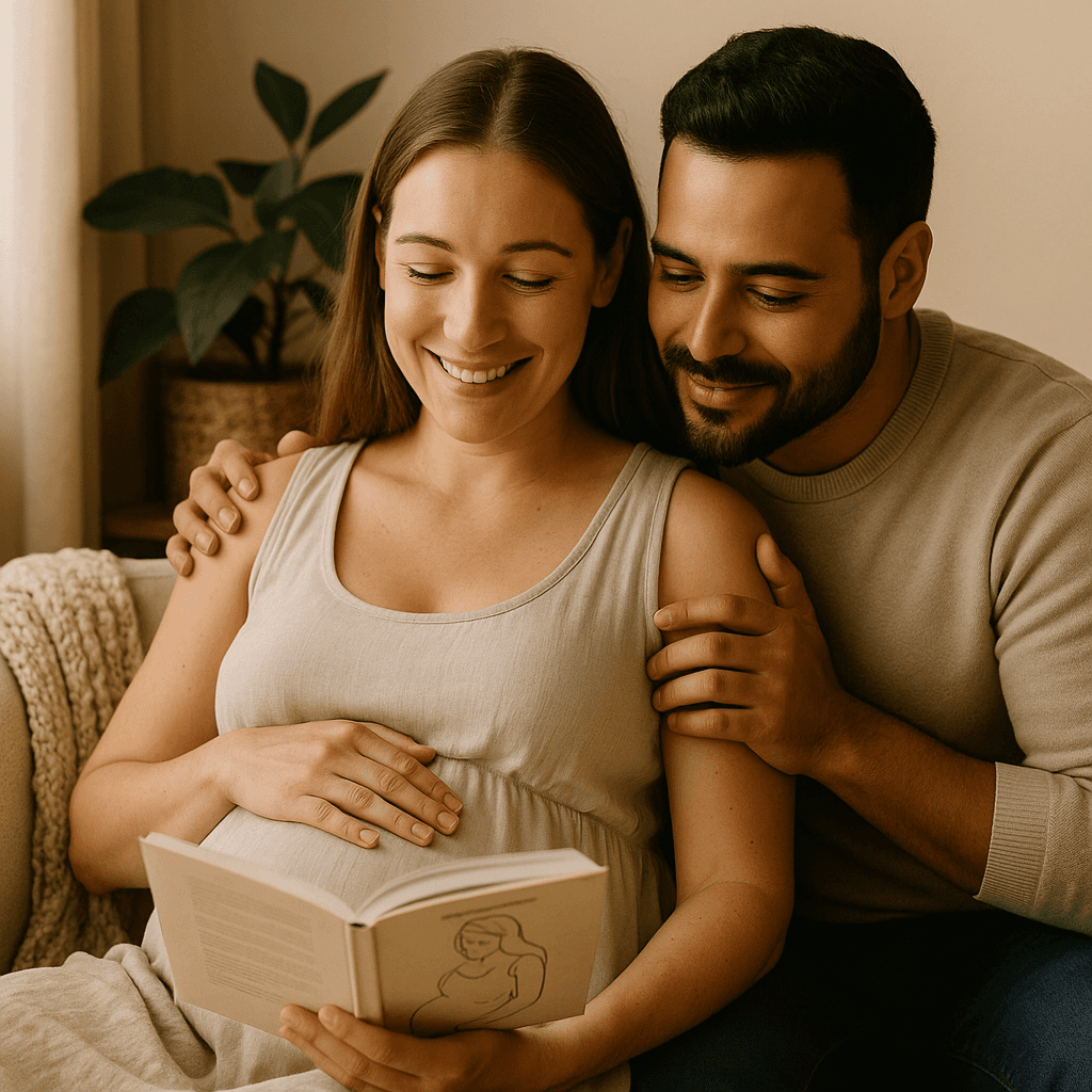 Happy couple preparing for home birth